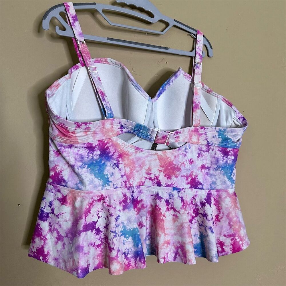 Torrid Women's Plus Size Tie-Dye Tankini Top Peplum Style Size 3X - Picture 6 of 11